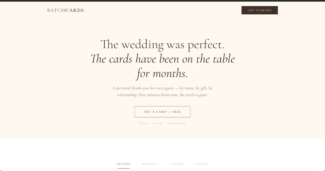 BatchCards — personalized wedding thank-you cards
